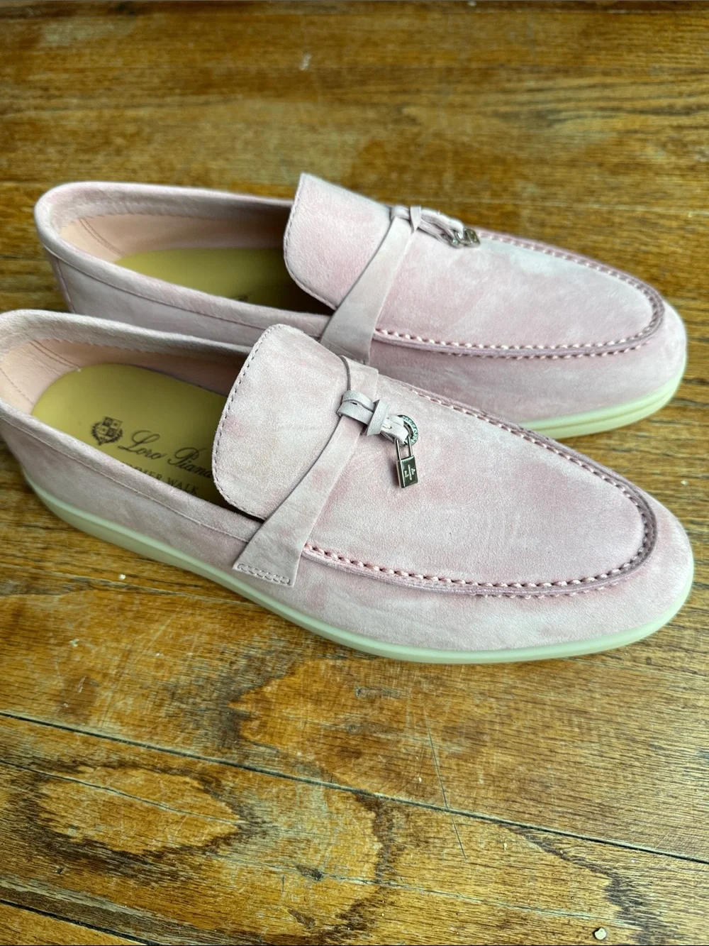 Loro Piana Pink Suede Bit-Detail Men's Loafers